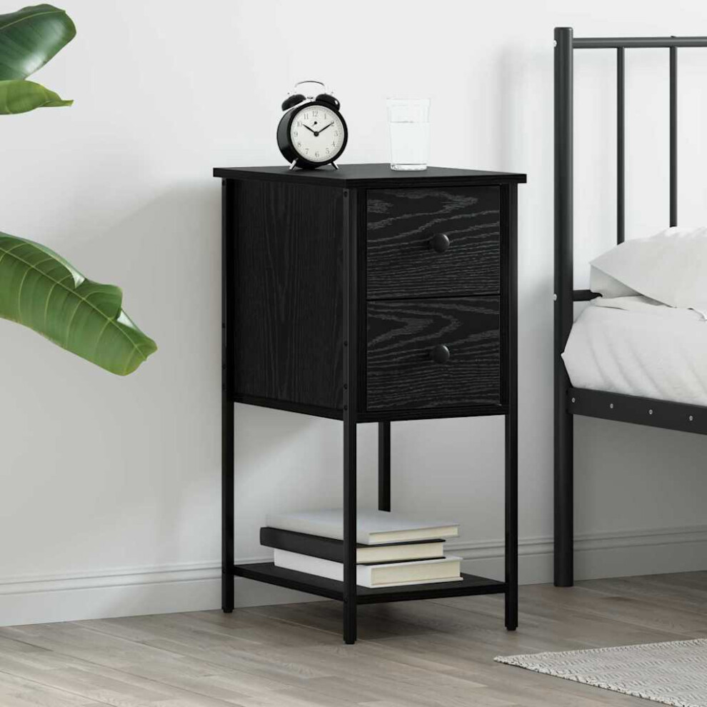 Vidaxl Bedside Cabinet Oak 32 X 42 X 70 Cm Engineered Wood Black