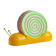 (Yellow) Silicone Drink Coasters Unique Snail Designs Heat Resistant And Nonslip For Coffee Cups  Yellow