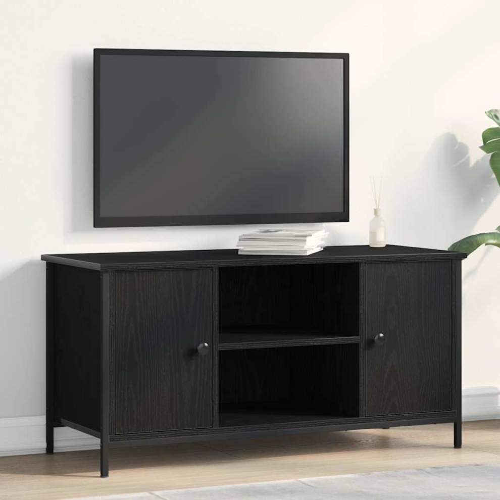 Vidaxl Tv Cabinet Black Oak 100 X 40 X 50 Cm Engineered Wood