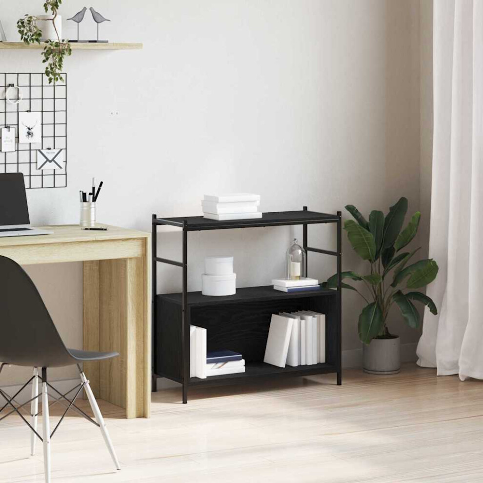 Vidaxl Bookshelf Oak 80 X 30 X 78.5 Cm Engineered Wood Black