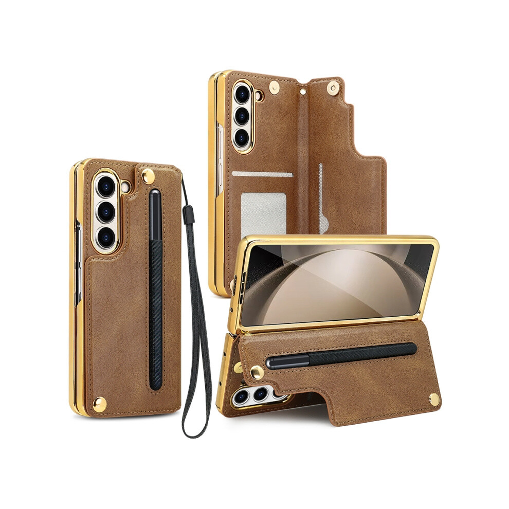 Vietao Series Integrated Case And Screen Protector Compatible Gift Samsung Galaxy Z Fold5 Folding Flip Phone (Brown):For Samsung Galaxy Z Fold5 Brown 7634938128135