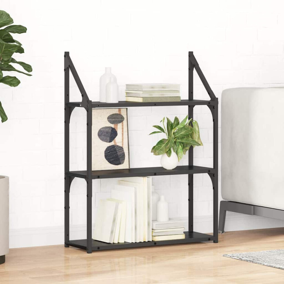 vidaXL Black Oak 60cm 3 Shelf Wall Shelf - Image 2