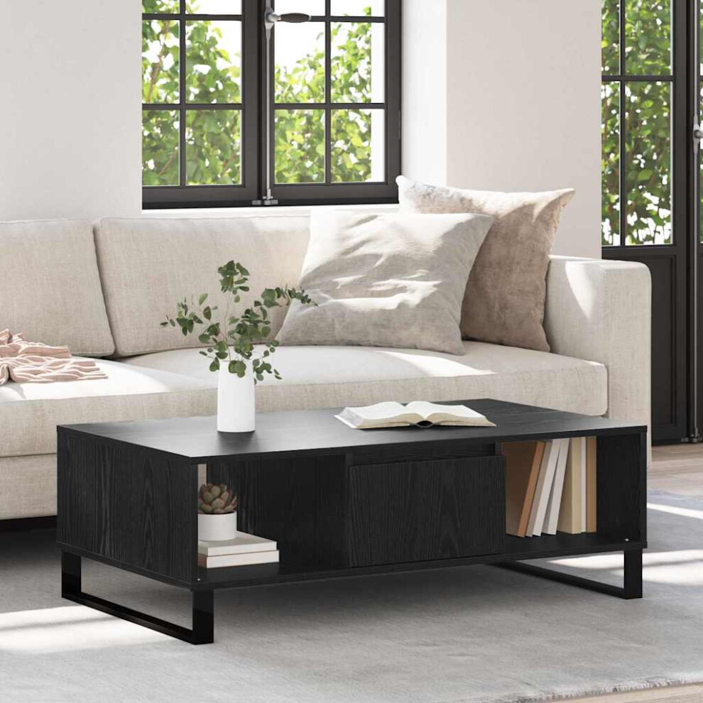 Vidaxl Coffee Table Black Oak 104 X 60 X 35 Cm Engineered Wood Black,Brown