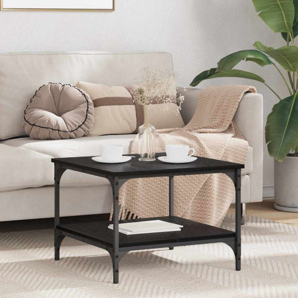 Vidaxl Coffee Table Black Oak 55 X 55 X 40 Cm Engineered Wood