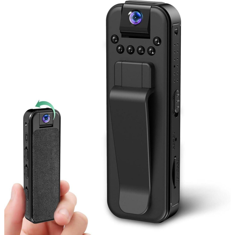 Mini Camera Hd 1080P Portable Audio & Video Recorder With 180 Rotatable Lens Wearable Camcorder With Night Vision Police Body Cam For Sport/Delivery/ 609808356731