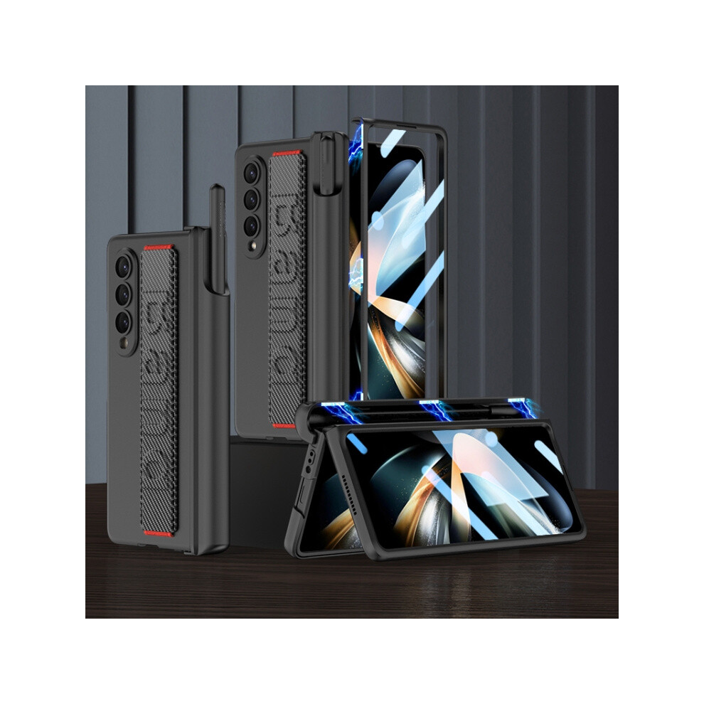 Gkk Magnetic Folding Hinge Shockproof Phone Case With Wrist Strap Compatible Gift Samsung Galaxy Z Fold4 (Carbon Fiber):Carbon Fibre 4777129348905