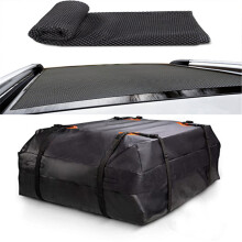 (Roof bag+ Non-slip mat) Waterproof Car Roof Top Rack Carrier Cargo Bag Luggage Storage Cube Bag Travel