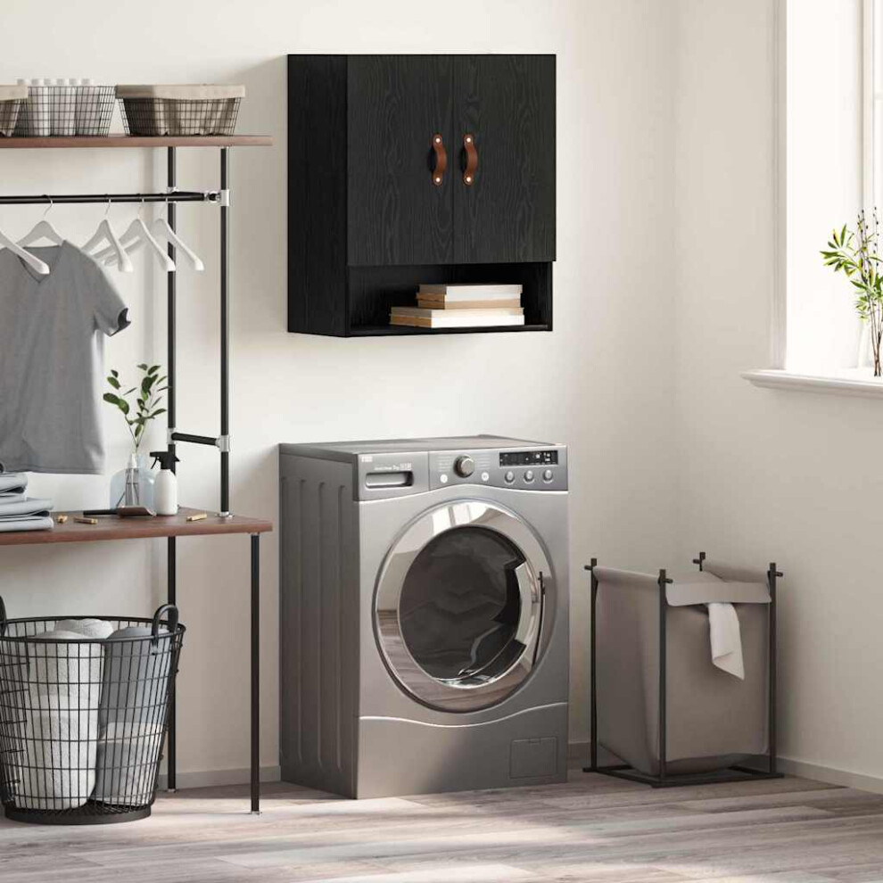 Vidaxl Wall Cabinet Black Oak 60 X 31 X 70 Cm Engineered Wood