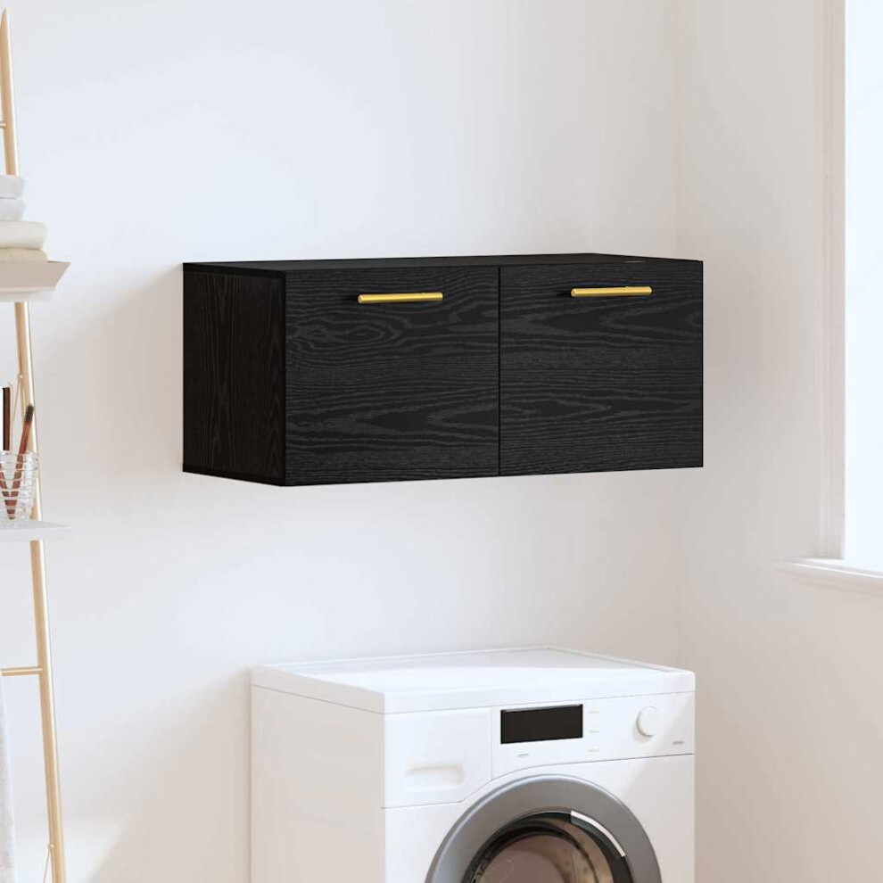 Vidaxl Wall Cabinet Oak 80 X 36.5 X 35 Cm Engineered Wood Black