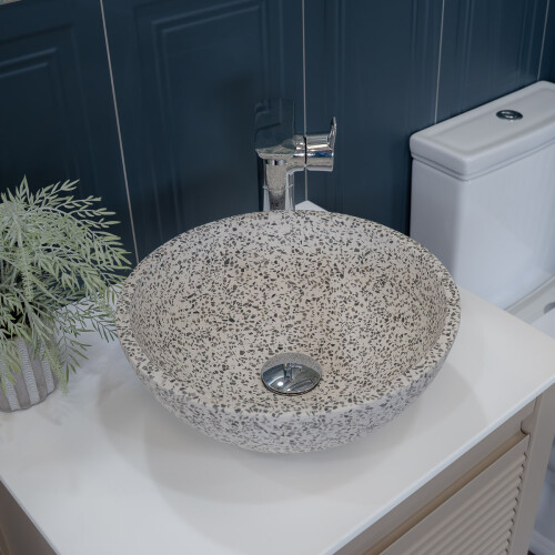 Terazzo Stone Mix Wash Basin - 35x35x13cm - Grey 2