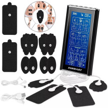 3-in-1 TENS Unit Rechargeable Muscle Stimulator EMS Dual Channel with 10 Reusable Electrode Pads 36 Modes for Back Neck Pain Muscle Therapy Pain Manag