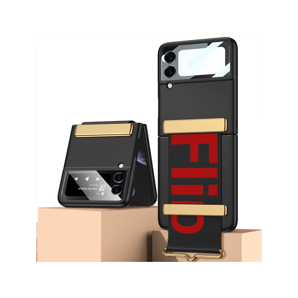 Gkk Ultra-Thin Full-Coverage Folding Case With Wrist Strap Compatible Gift Samsung Galaxy Z Flip4 (Black):For Samsung Galaxy Z Flip4 Black 7682067334248