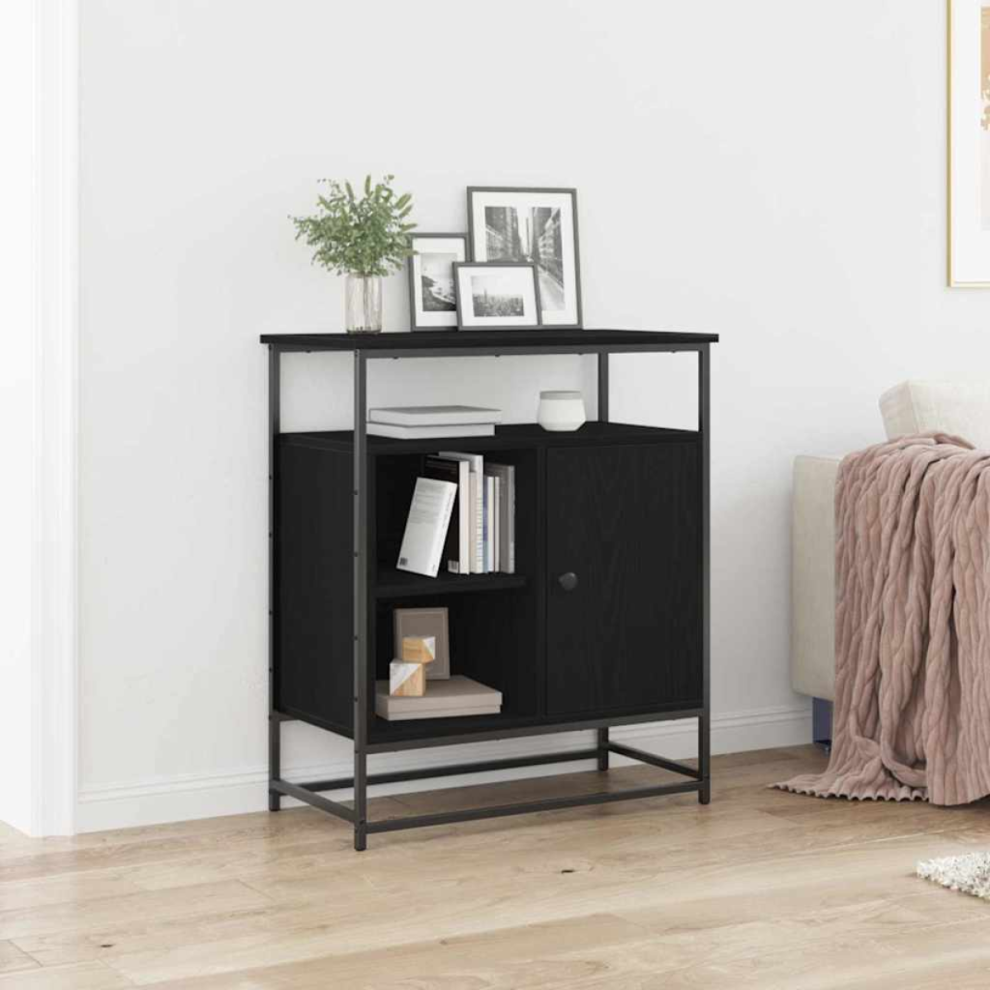 Vidaxl Sideboard Black Oak 69 X 35 X 80 Cm Engineered Wood