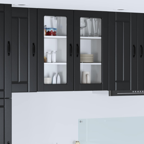 VidaXL vidaXL Dishwasher Panel Lucca 2 pcs Black 40 x 31 x 80 cm