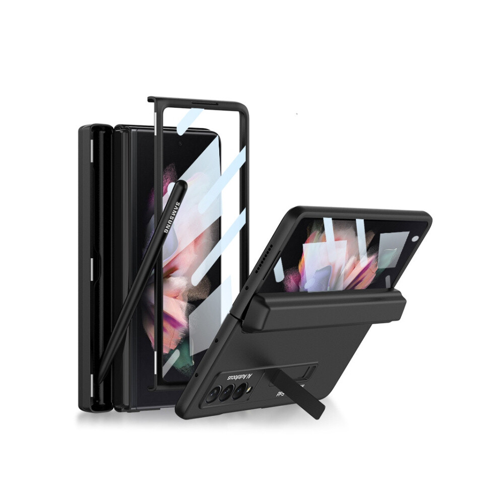 Gkk Case And Screen Protector Integrated Magnetic Folding Full Coverage Case With Pen Case Compatible Gift Samsung Galaxy Z Fold3 5G (Cool ):For Black 3225532136035