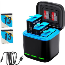 for Hero 13 Battery Charger Kit with 2 Packs 2200mAh Replacement Batteries for Hero 13, 3-Channel Charger for Here 13 Black Action Camera Battery
