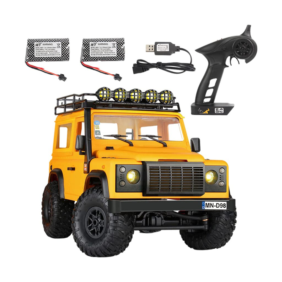 (With 2 Battery) 2021 New Mn98 1:12 Rc Car 2.4G 4Wd Rtr Version Rc Rock Crawler Defender Pickup Remote Control Truck For Boys Gifts Toys Gray 110691688491