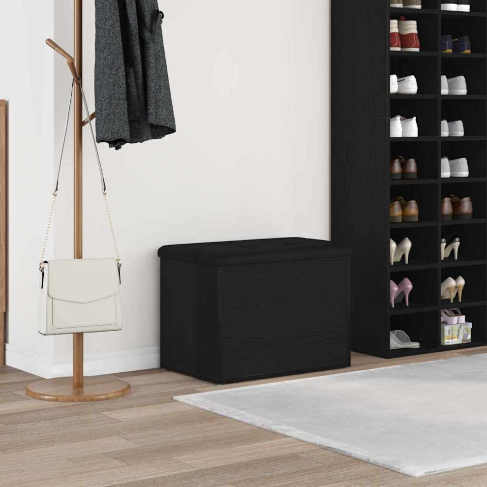 Vidaxl Storage Bench Black Oak 62 X 42 X 45 Cm Engineered Wood