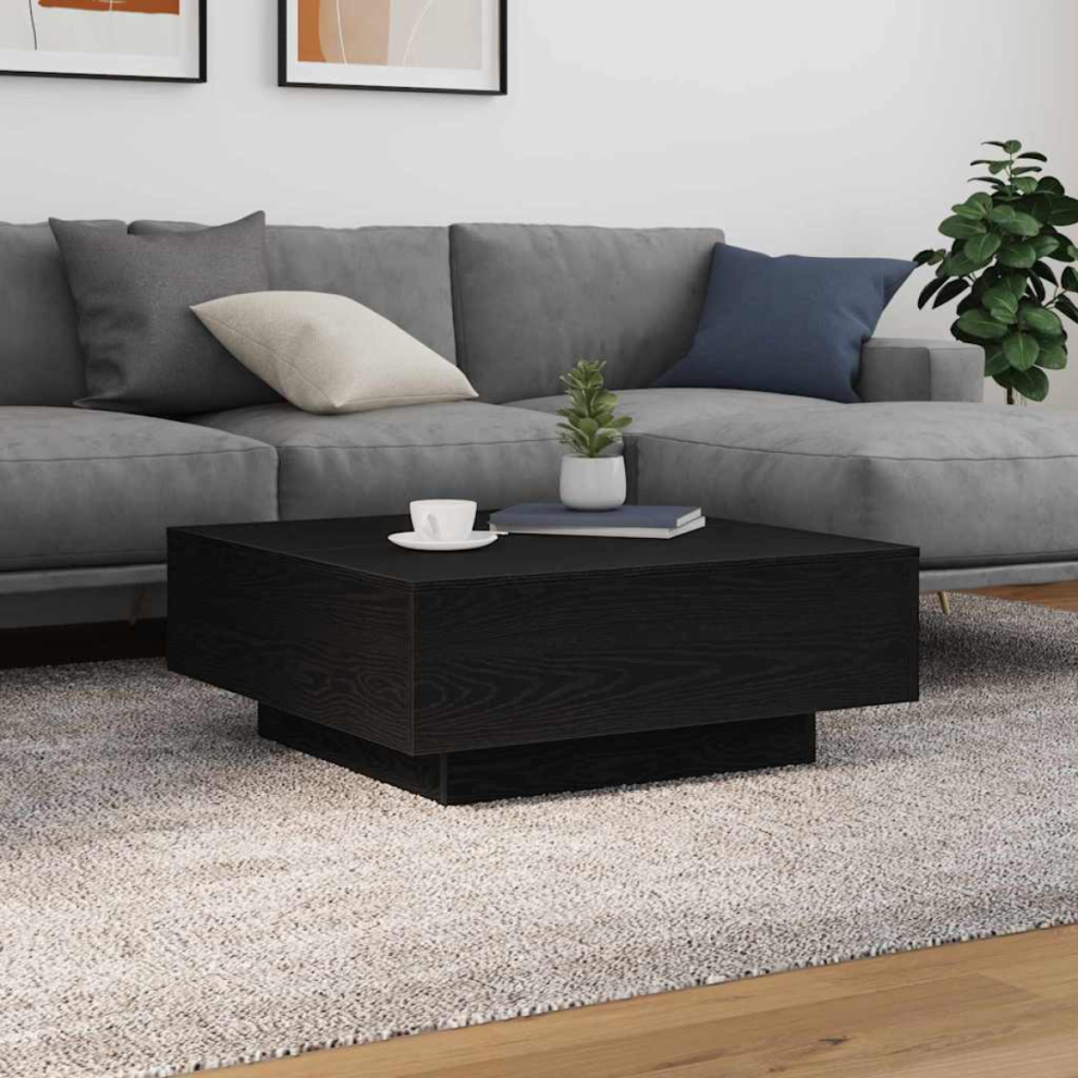 Vidaxl Coffee Table Black Oak 80 X 80 X 31 Cm Engineered Wood