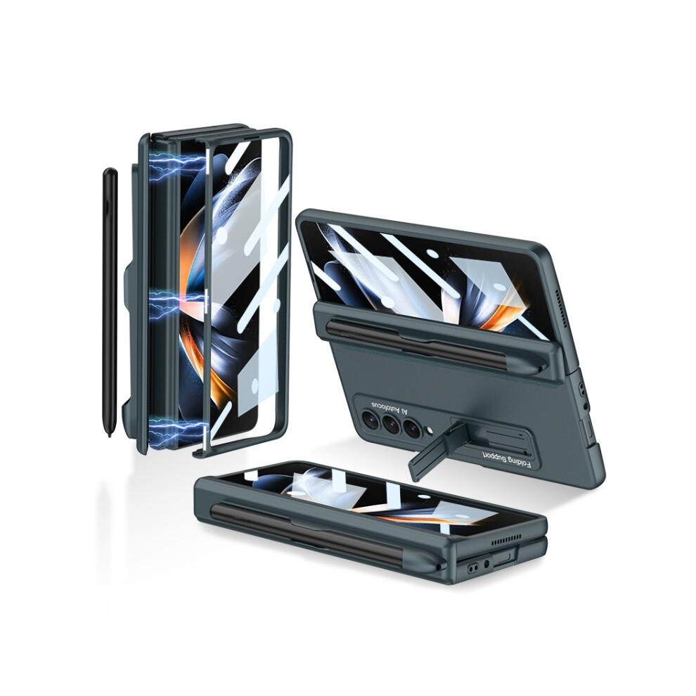 Gkk Magnetic Hinge Folding Phone Case Compatible Gift Samsung Galaxy Z Fold4 With Stand & Pen Slot (Empty Mountain ): Green 3225532135847