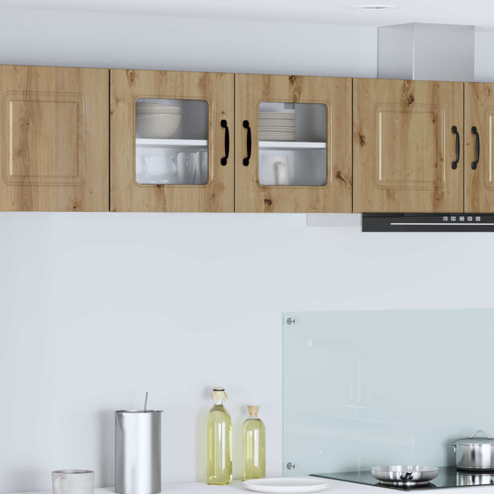 vidaXL Kalmar Oak Wall Kitchen Cabinet - 40 x 80 x 31cm - Brown - Image 3