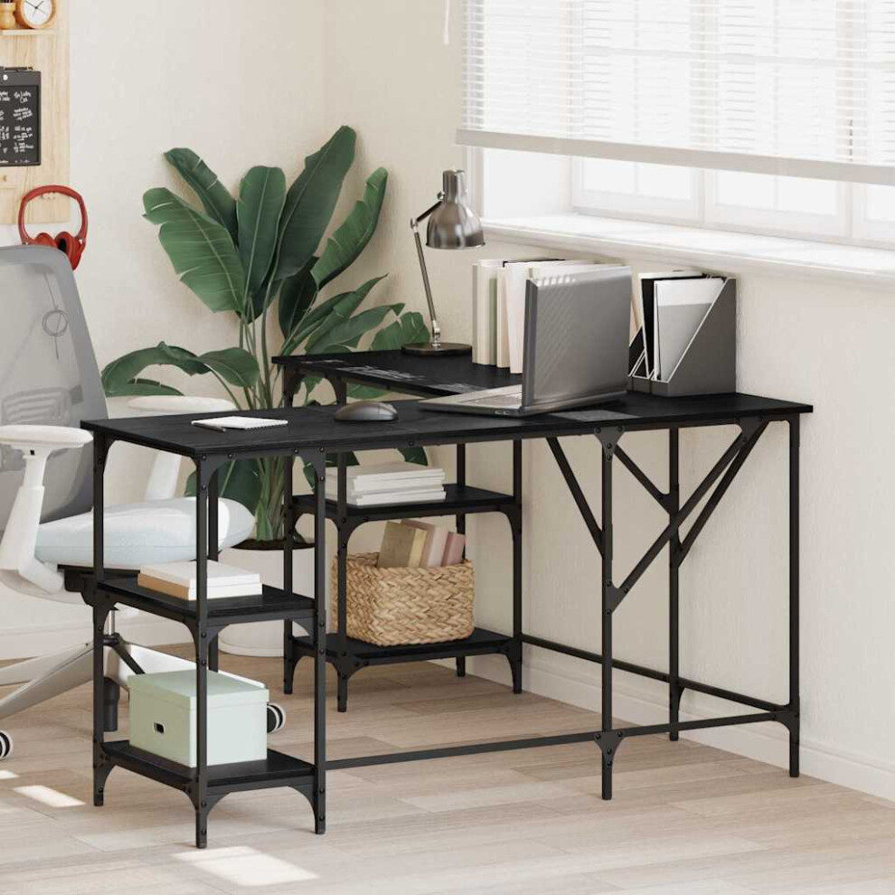 Vidaxl Desk Oak 139 X 139 X 75 Cm Engineered Wood Black
