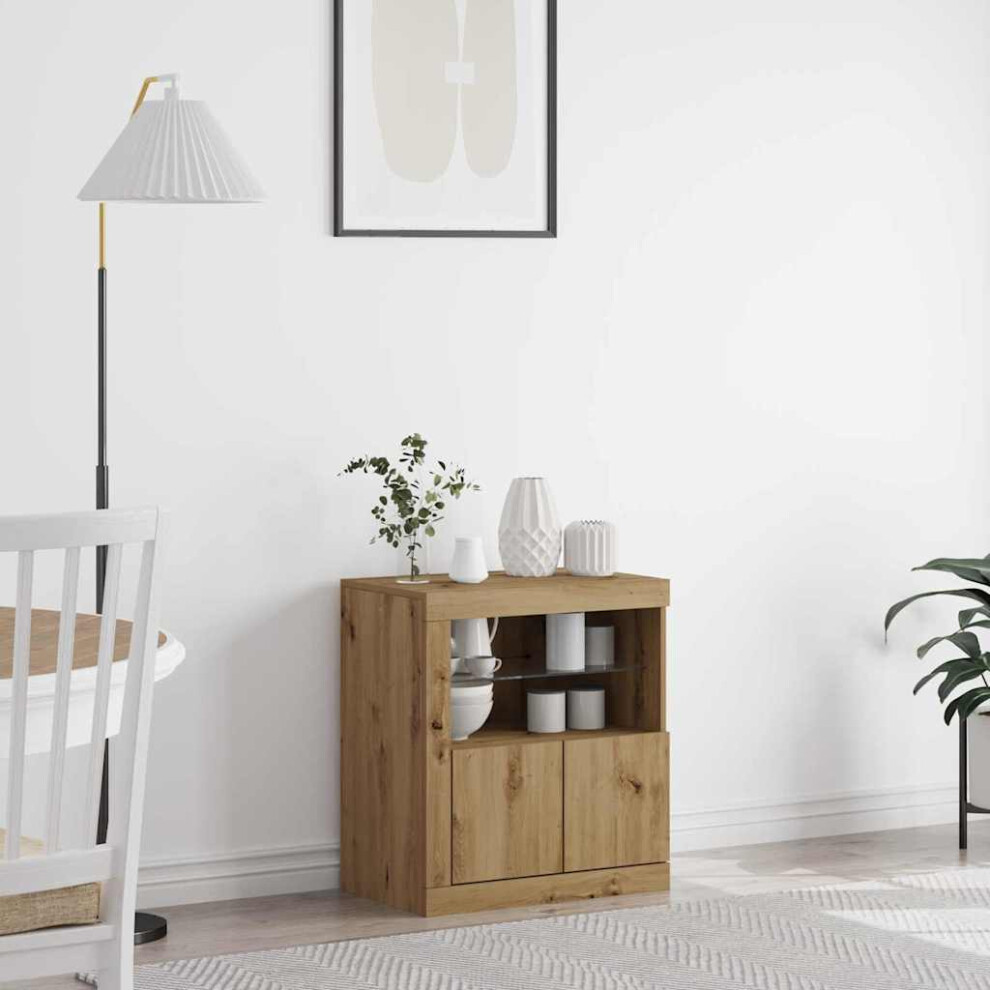 Vidaxl Led Sideboard 60.5 X 37 X 67 Cm Engineered Wood Brown