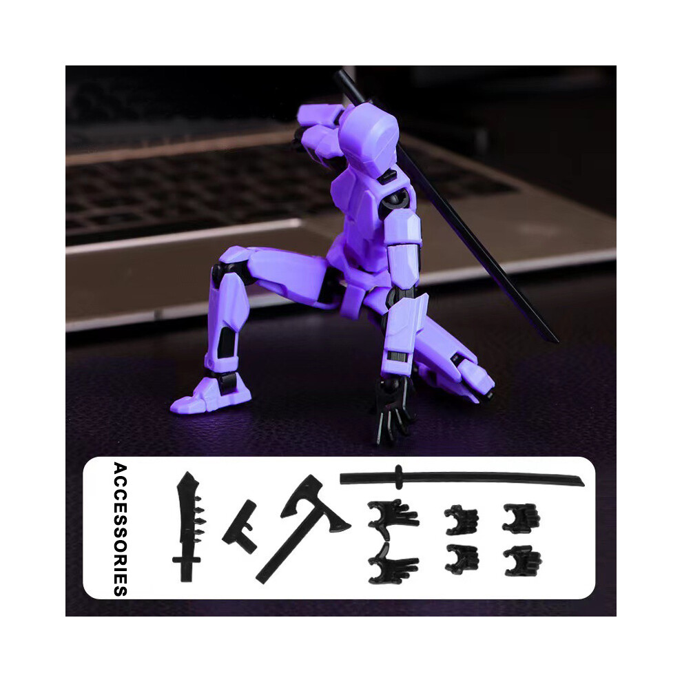 (Purple Black) T13 Action Figure Adjustable Action Figure 3D Action Robot Action Figures