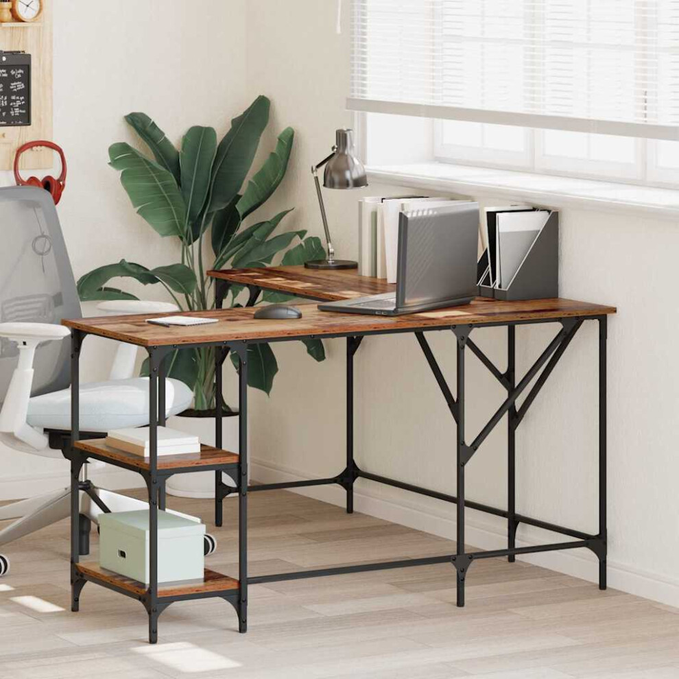 Vidaxl Desk Old Wood 139 X 139 X 75 Cm Engineered Wood