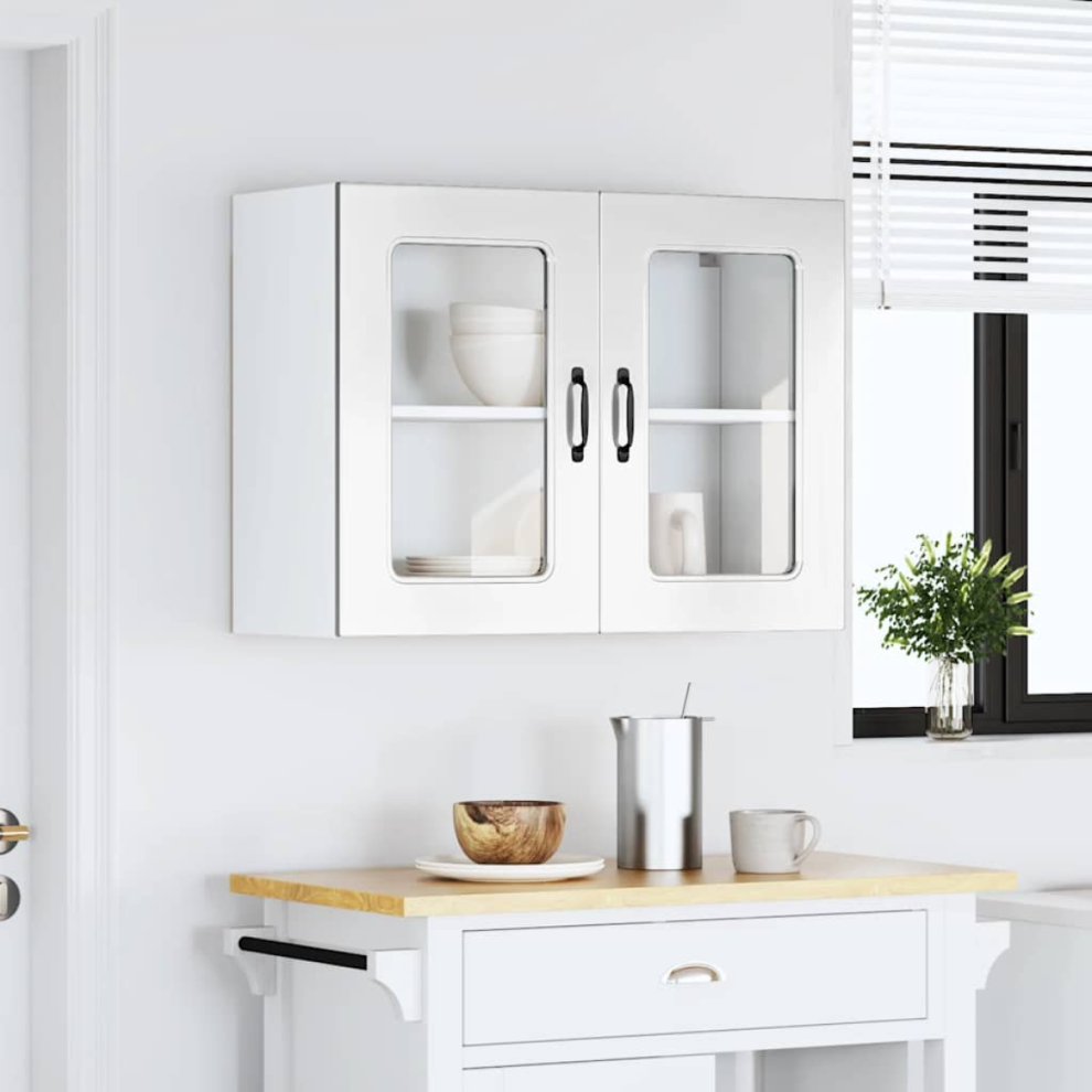 Vidaxl Kitchen Wall Cabinet With Glass Door Kalmar High Gloss White Engineered Wood