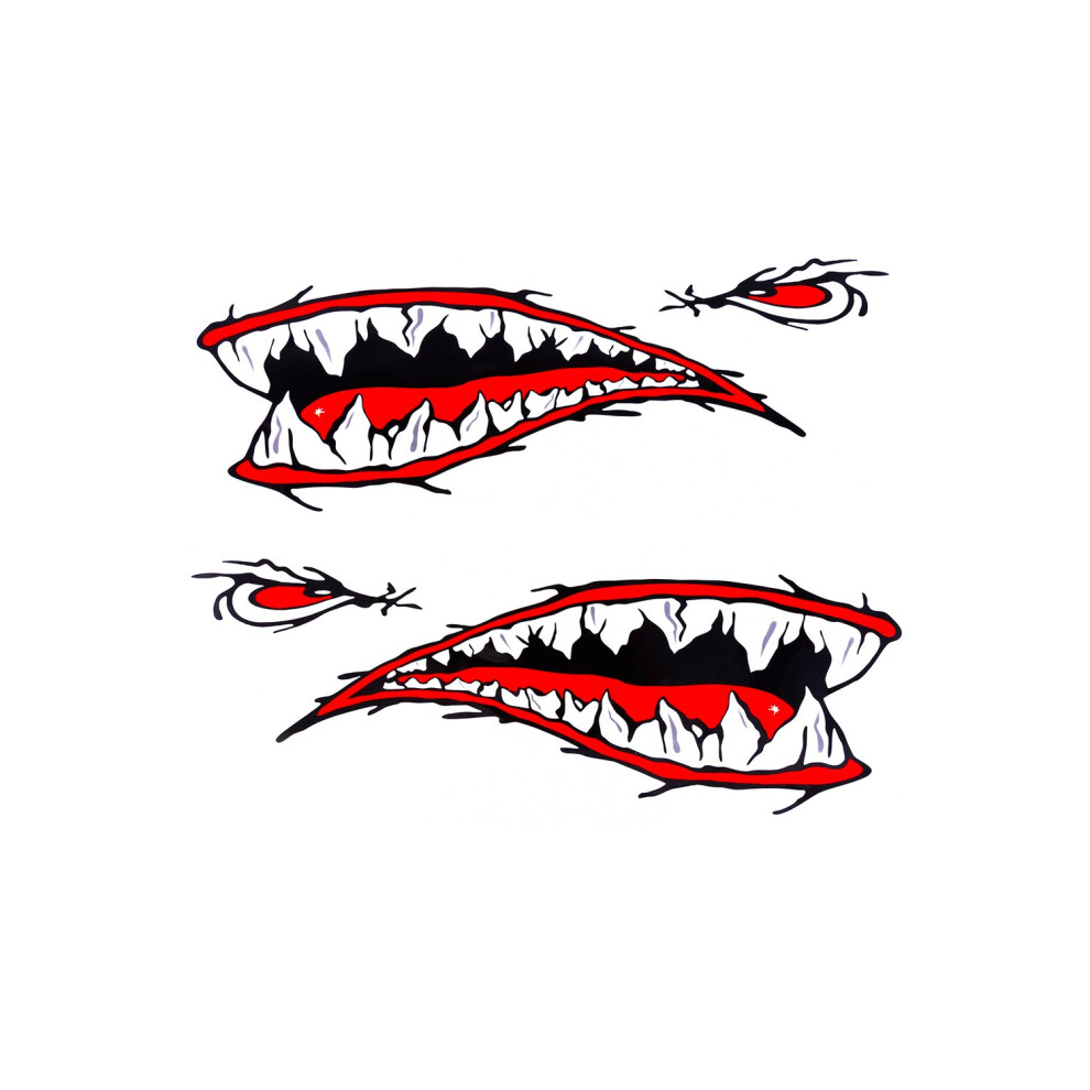 (A) 2PCS Waterproof Vinyl Shark Teeth Decals for Kayak, Boat, Car & Truck Stickers