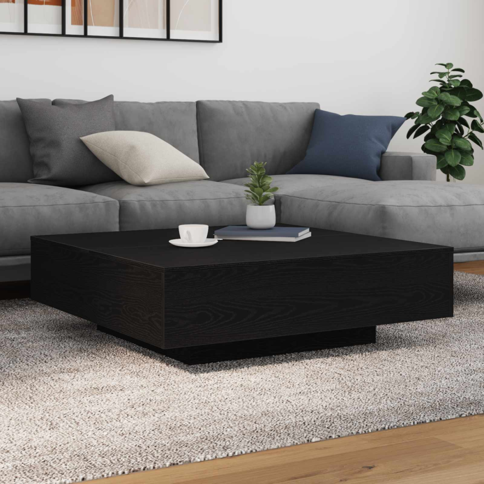 Vidaxl Coffee Table Black Oak 100 X 100 X 31 Cm Engineered Wood