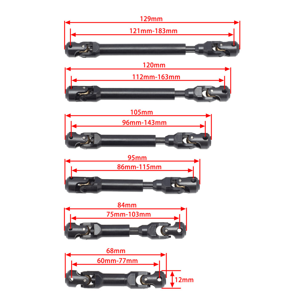 (96-143Mm) Universal Metal Drive Shaft Axle For 1:10 Axial Scx10 90046 Trx-4 Rc Crawler Car 110691700124