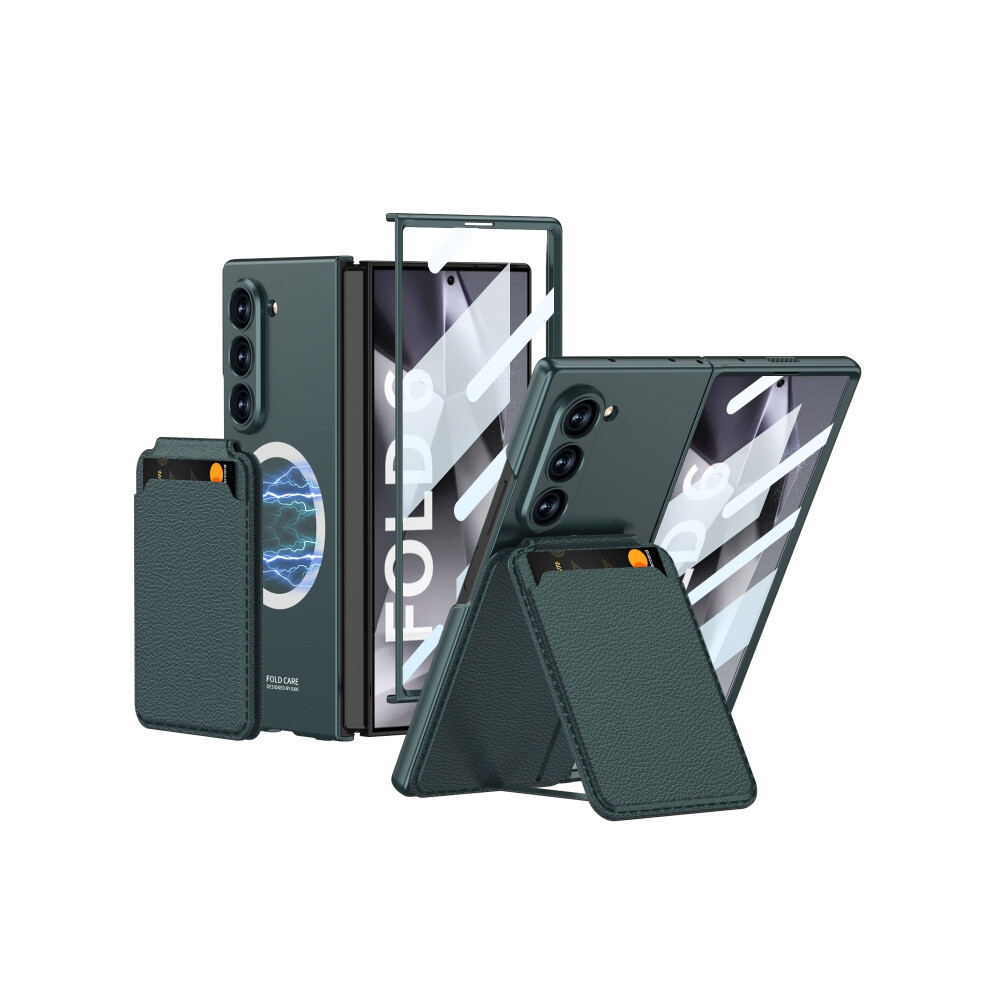 Gkk Integrated Case And Screen Protector Compatible Gift Samsung Galaxy Z Fold6 (Magsafe Magnetic Detachable Card Holder Phone Case, ):For Samsu Green 8049759215718