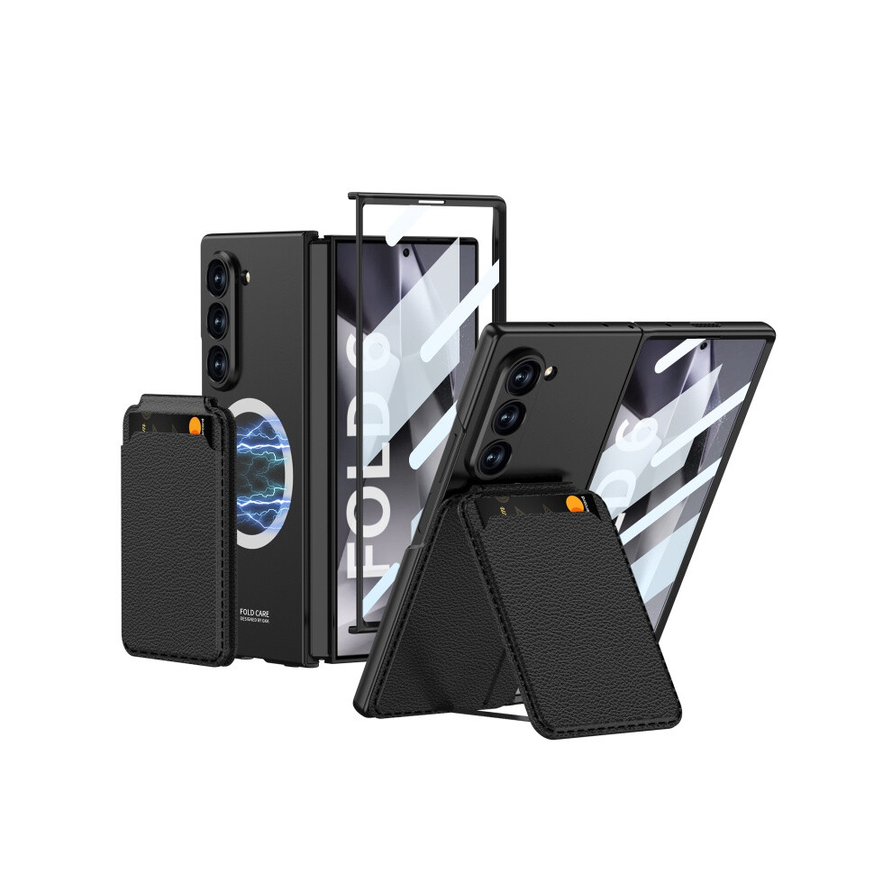Magsafe Magnetic Detachable Card Holder Phone Case (Black) Compatible Gift Samsung Galaxy Z Fold6 Gkk (Integrated Case And Screen Protector).:For Sam Black 8049759215695