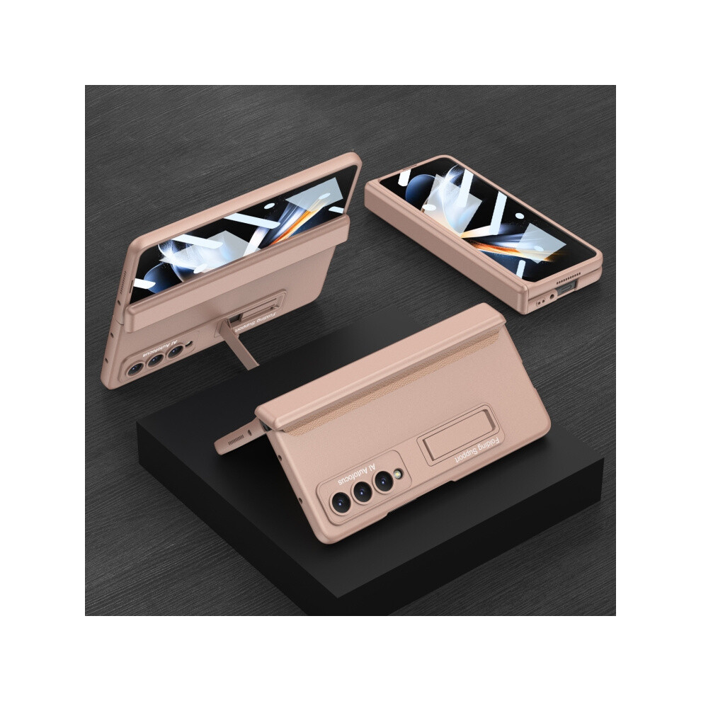 Gkk Integrated Magnetic Hinge Folding Phone Case Compatible Gift Samsung Galaxy Z Fold4 (Mystic Bronze):Mist Gold 8323175319312