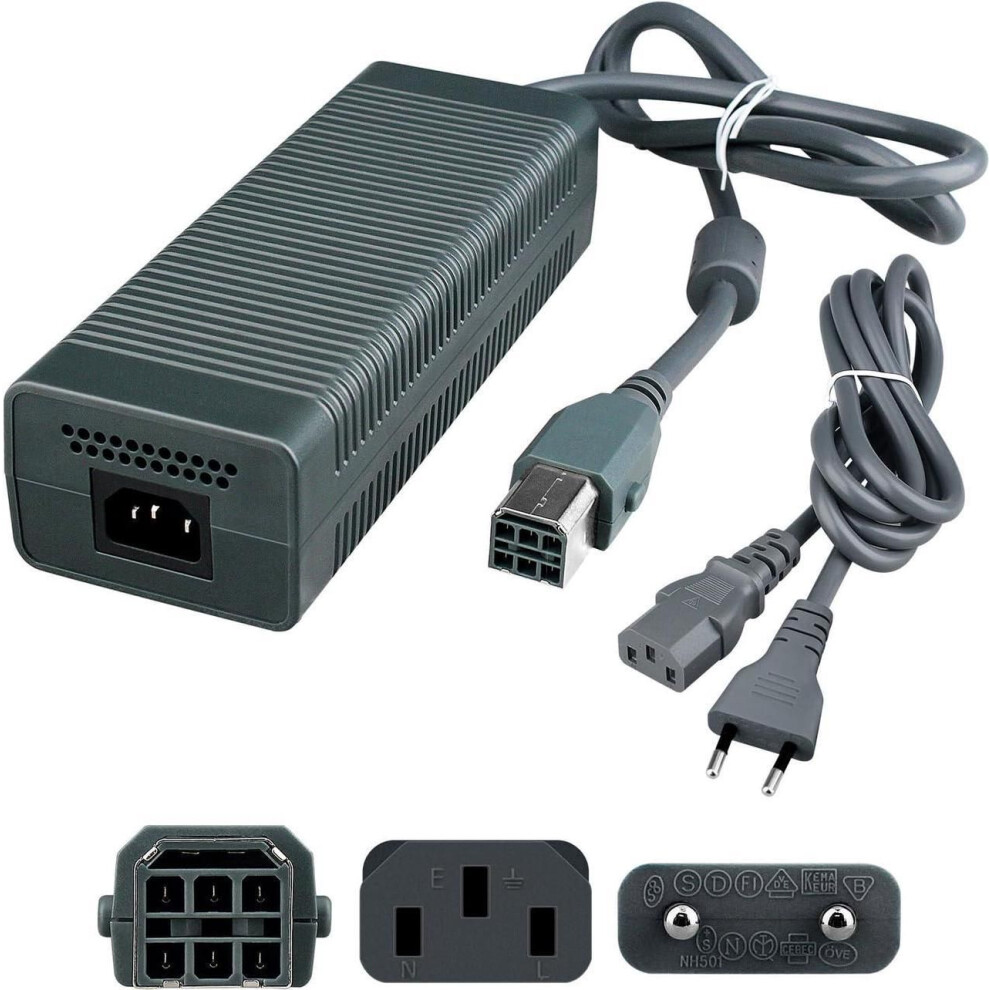 100-127V 203W Eu Plug Ac Adapter Power Supply Brick Cable Cord For Microsoft Xbox 360 Console Light 609808355505