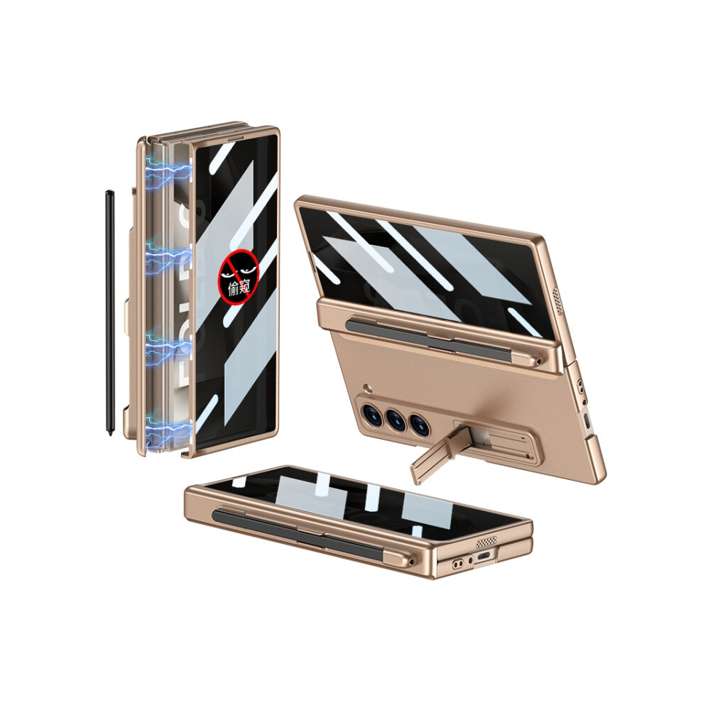 Compatible Gift Samsung Galaxy Z Fold6 Gkk Integrated Privacy Magnetic Folding Phone Case With Pen Slot (Mystic ):For Samsung Galaxy Z Fold6 Bronze 8145044216559