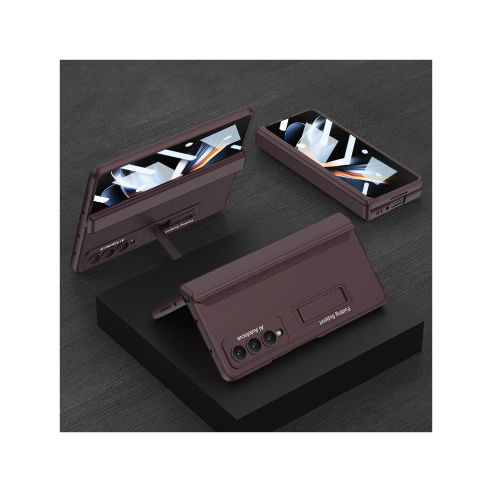 Gkk Integrated Magnetic Hinge Folding Phone Case Compatible Gift Samsung Galaxy Z Fold4 (Wine ): Red/Burgundy 8323175319329