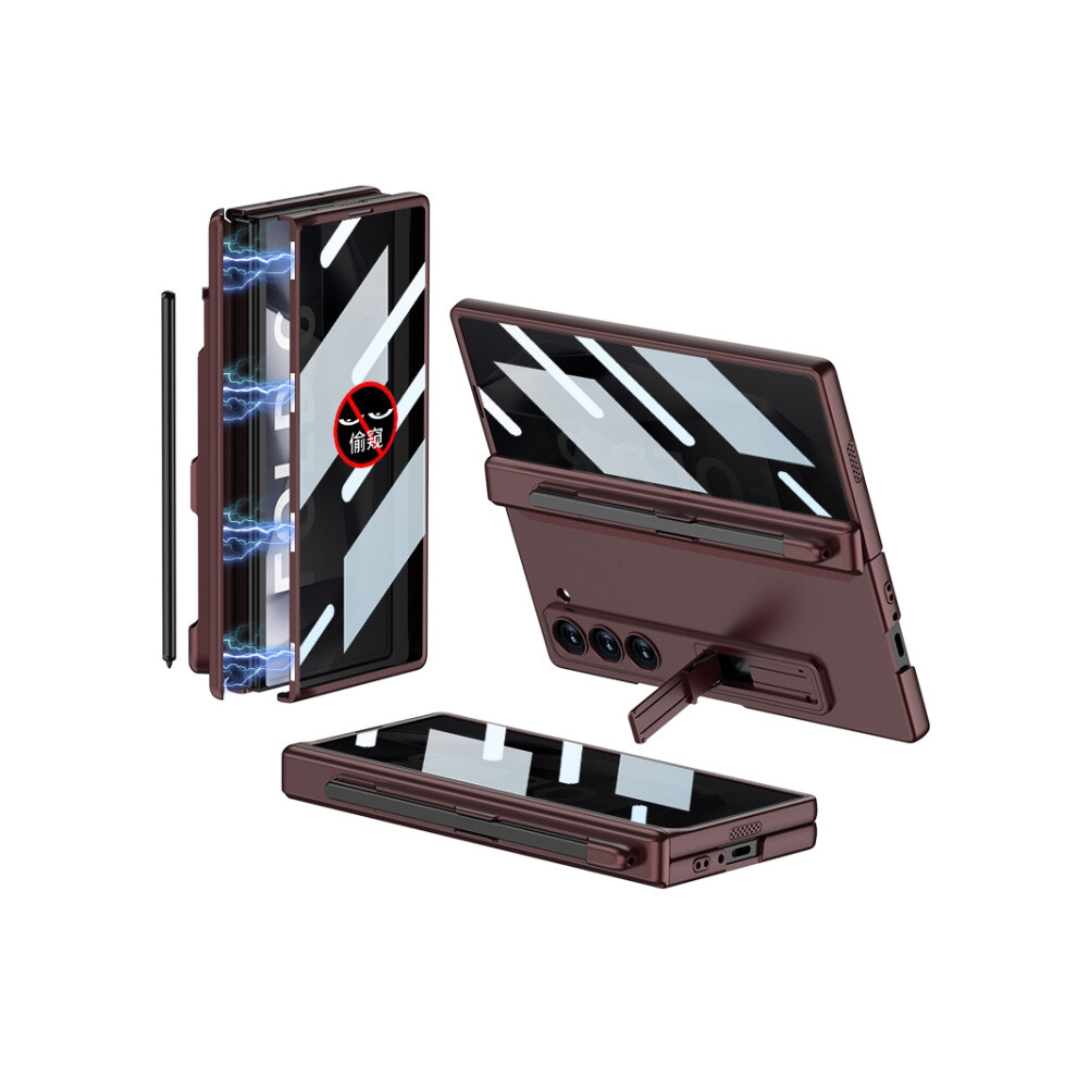 Gkk Integrated Privacy Magnetic Folding Phone Case Compatible Gift Samsung Galaxy Z Fold6 With Pen Slot (Pen Not Included) (Wine ):For Samsung Gal Red 8049759215619