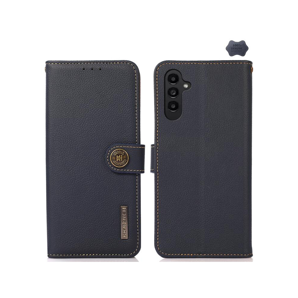 Khazneh Genuine Leather Case With Casio Texture And Rfid Anti-Theft Function Compatible Gift Samsung Galaxy S26+ 5G (Blue):For Samsung Galaxy S26+ 5G Blue 3581503314902