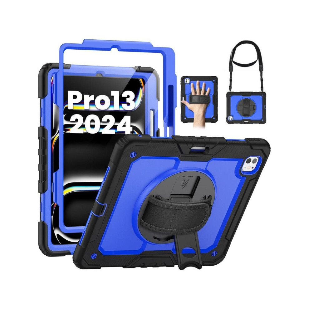 Case For Ipad Pro 13 Inch M5 2025 M4 2024 With Built-In Screen Protector, 360 Rotating Stand, Adjustable Shoulder Strap, Pencil Holder 609808384925