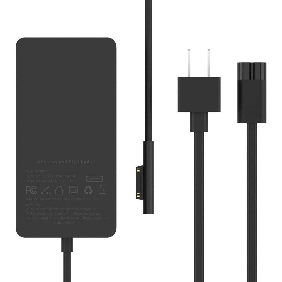 127W Microsoft Surface Book 3 Laptop Charger For 102W Surface Book 2, 1, Surface Laptop Studio 2, 1, Windows Surface Pro/Laptop/Go, Super Long Cable W 609808389579
