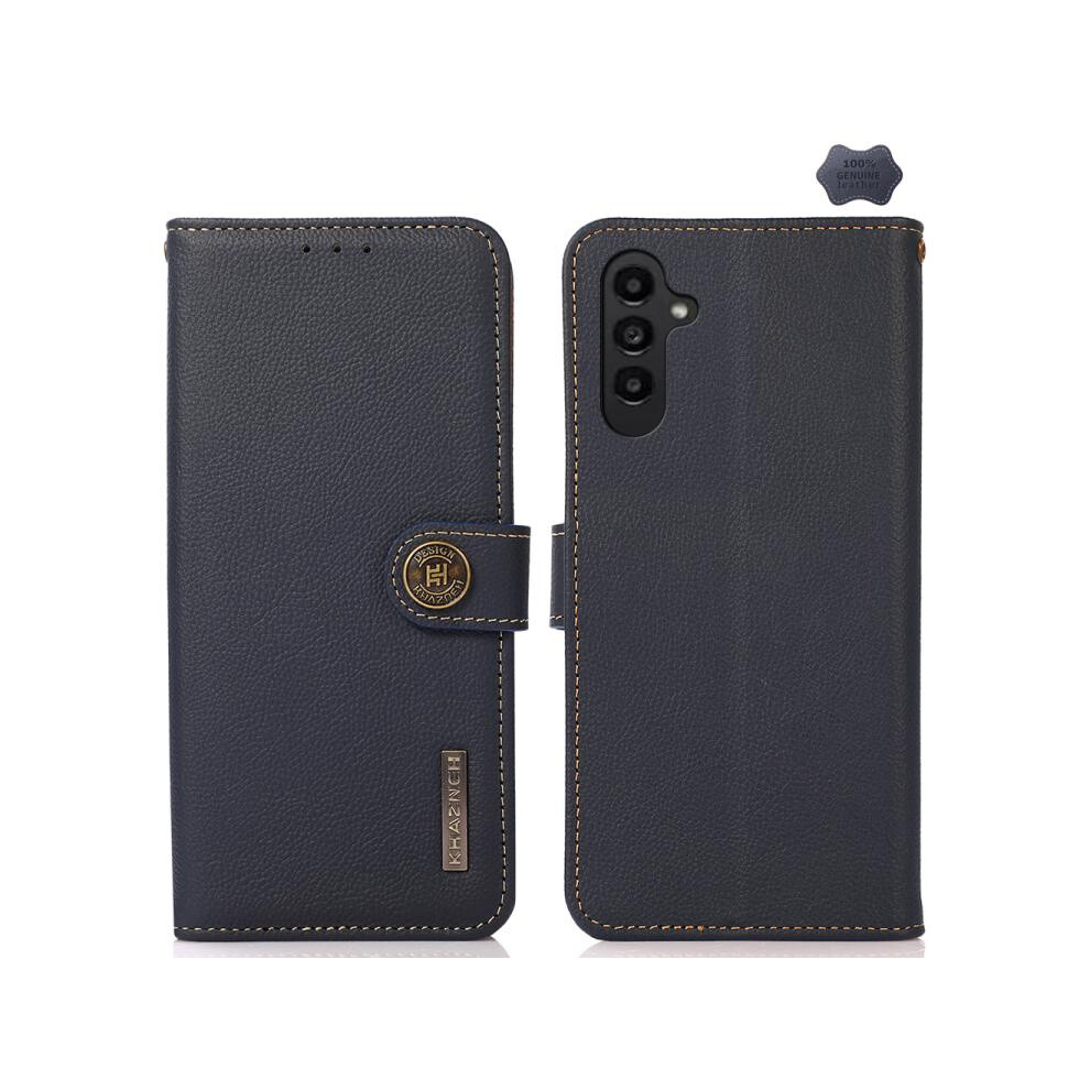 Compatible Gift Samsung Galaxy A37 5G Khazneh Custer Genuine Leather Rfid Phone Case(Blue):For Samsung Galaxy A37 5G Blue 3581503314896