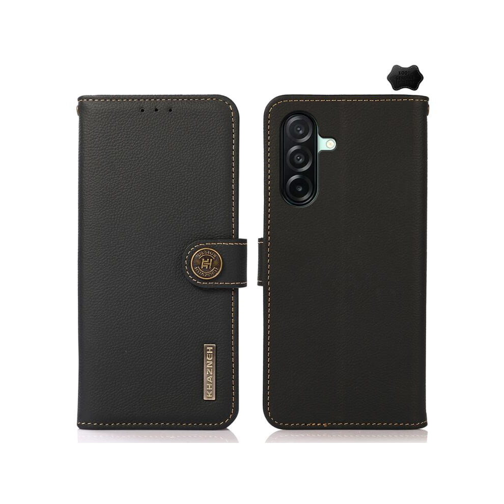 Khazneh Genuine Leather Case With Rfid Anti-Theft Texture Compatible Gift Samsung Galaxy A27 5G (Black):For Samsung Galaxy A27 5G Black 3035171376965