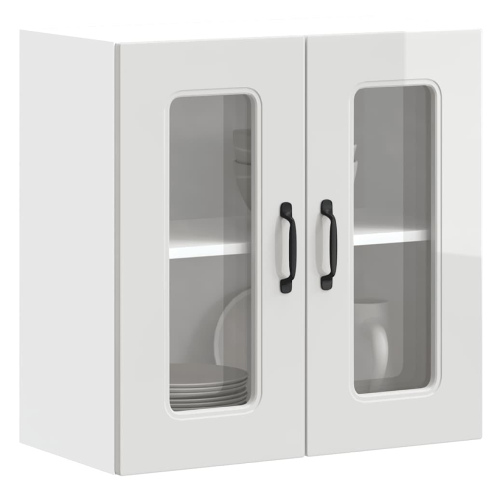 Vidaxl Kitchen Wall Cabinet With Glass Door Kalmar High Gloss White Engineered Wood
