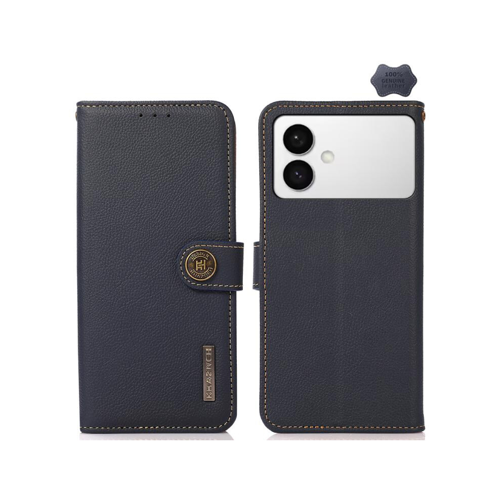 Khazneh Genuine Leather Case With Rfid Anti-Theft Design Compatible Gift Samsung Galaxy S26 Edge 5G (Blue):For Samsung Galaxy S26 Edge 5G Blue 3581503314919
