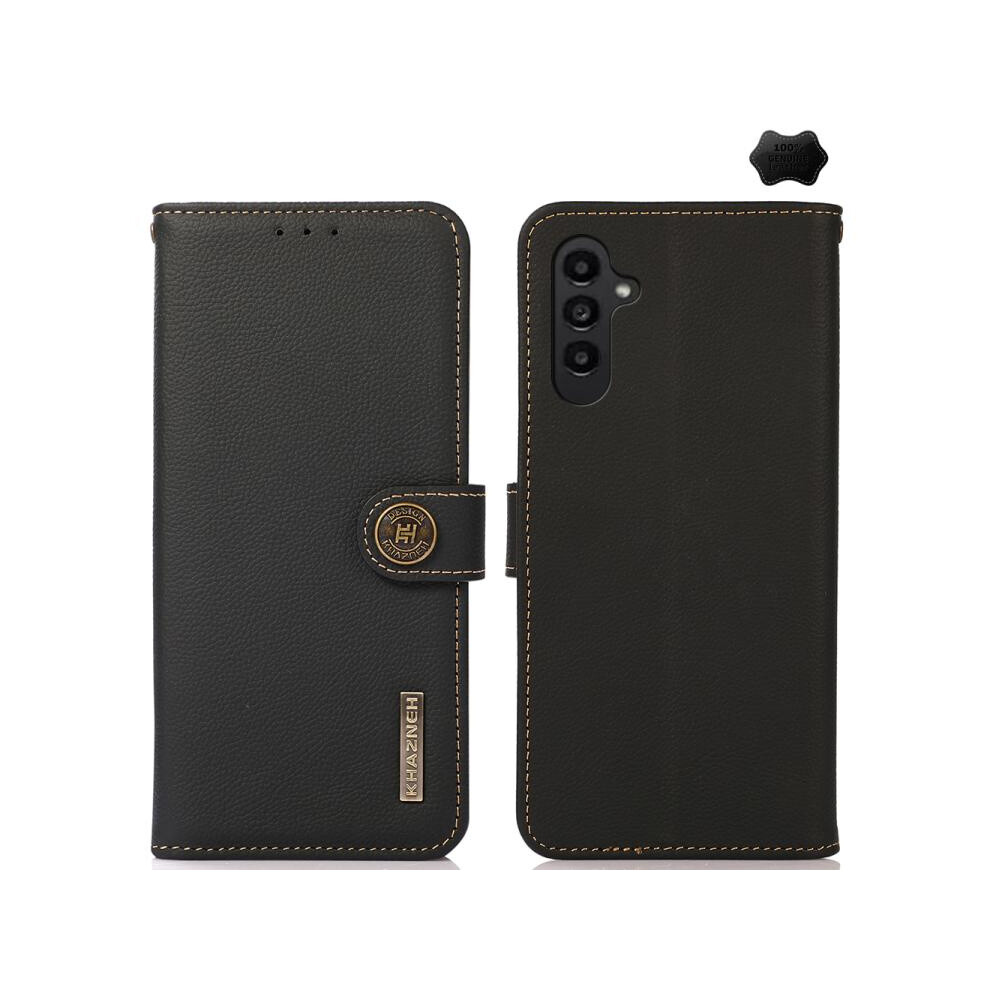 Khazneh Genuine Leather Case With Rfid Anti-Theft Texture Compatible Gift Samsung Galaxy A37 5G (Black):For Samsung Galaxy A37 5G Black 3035171376958