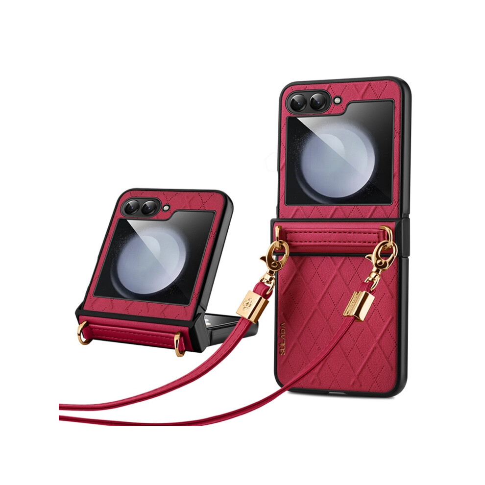 Sulada Miniature Pattern Foldable Phone Case With Raglan Strap (Red) Compatible Gift Samsung Galaxy Z Flip6:for Samsung Galaxy Z Flip6 / Flip7 Fe Red 5207287341283