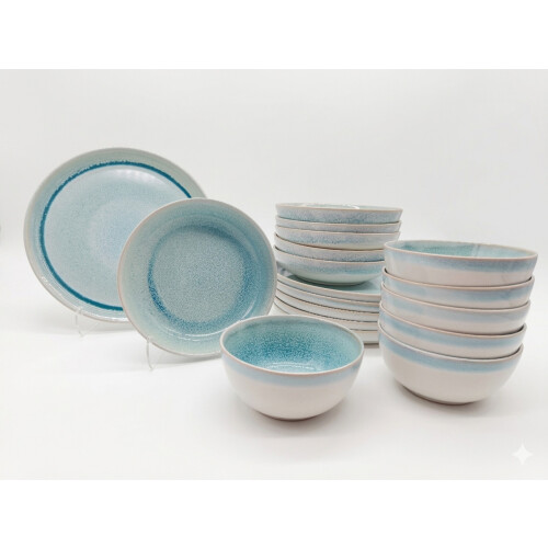Reactive Blue Glaze Dinner Set Plates Bowls 12 1